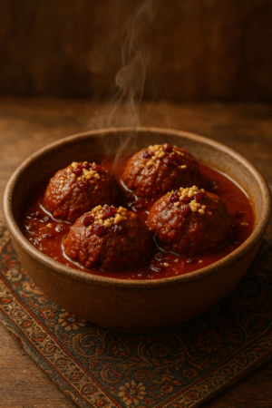 كفتة الرمان والجوز مع دبس الرمان