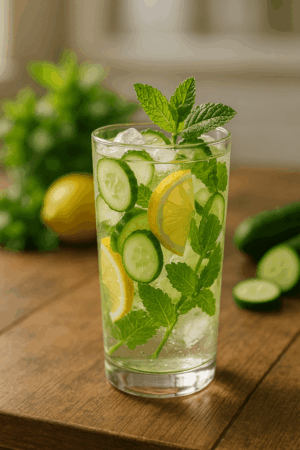 شراب ماء نعنـــاع مع الخيار والليمون
