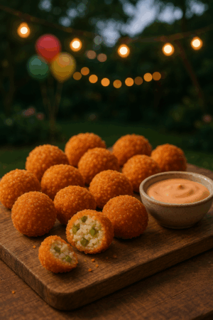 كروكيت الدجاج مع صلصة ألف جزيرة والمخلل